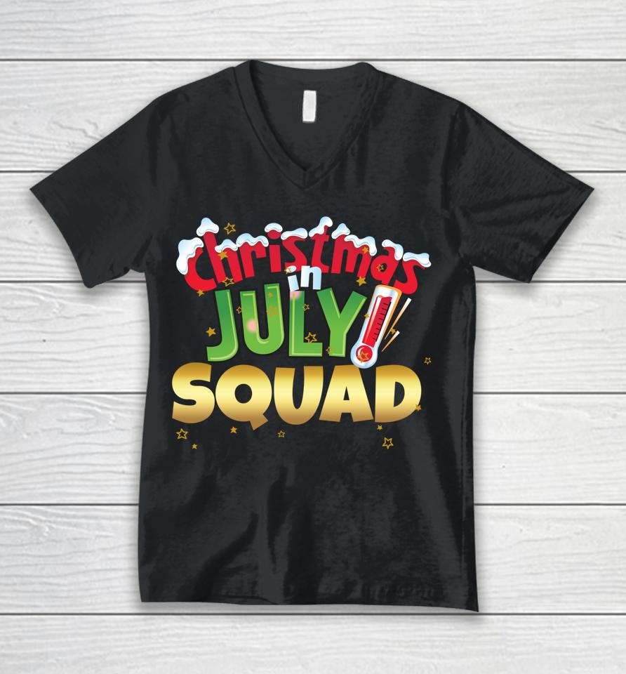 Christmas In July Squad Shirt Summer Group Santa Xmas Unisex V-Neck T-Shirt