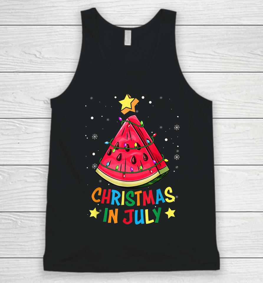 Christmas In July Watermelon Christmas Tree Summer Vacation Unisex Tank Top