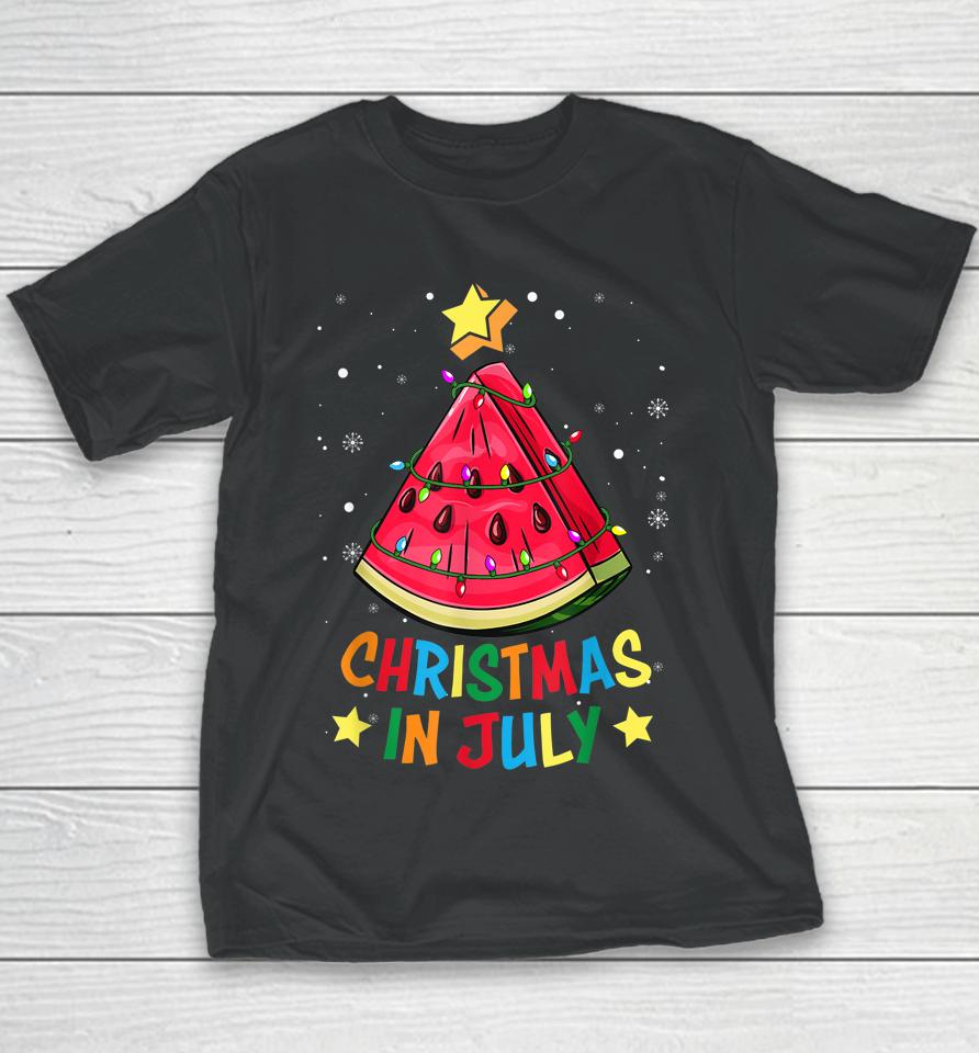 Christmas In July Watermelon Christmas Tree Summer Vacation Youth T-Shirt
