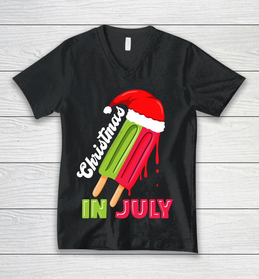 Christmas In July Watermelon Ice Pops Fun Christmas In July Unisex V-Neck T-Shirt