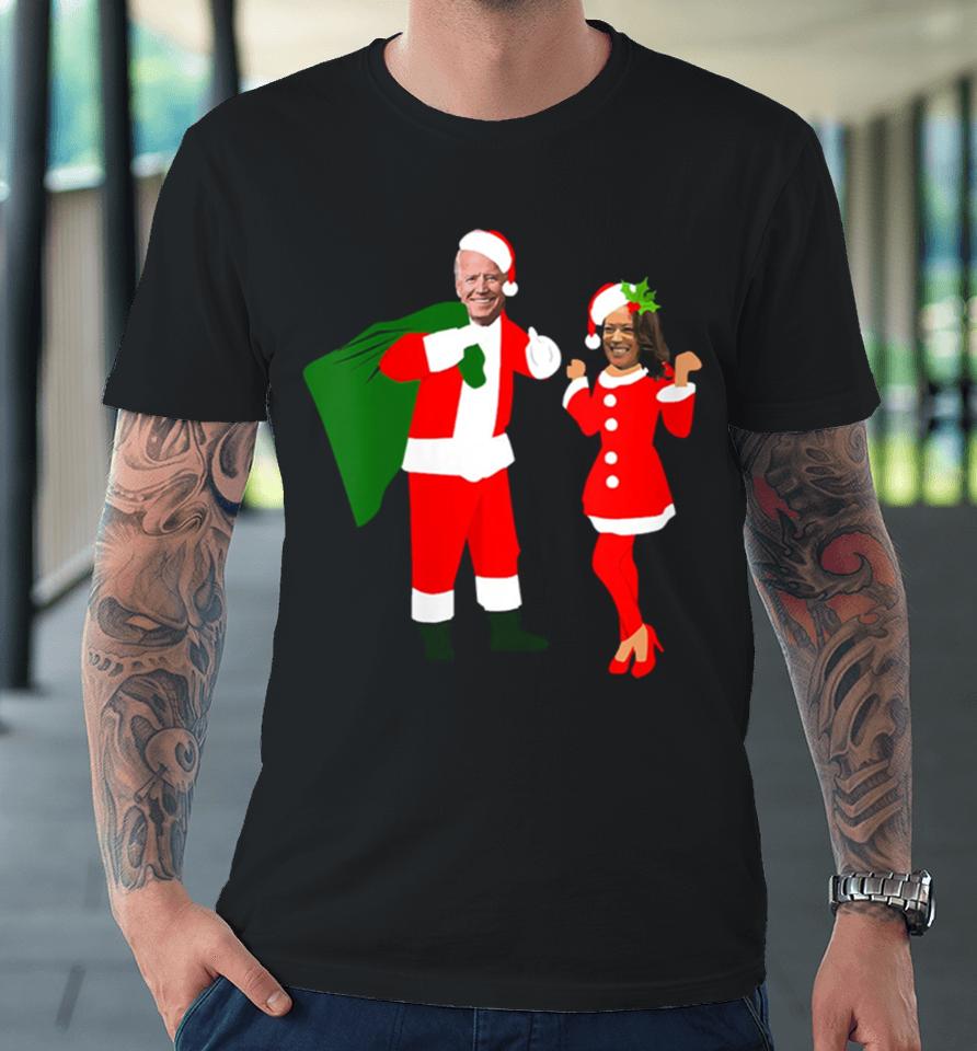 Christmas Joe Biden Santa Kamala Harris Mrs Claus Premium T-Shirt