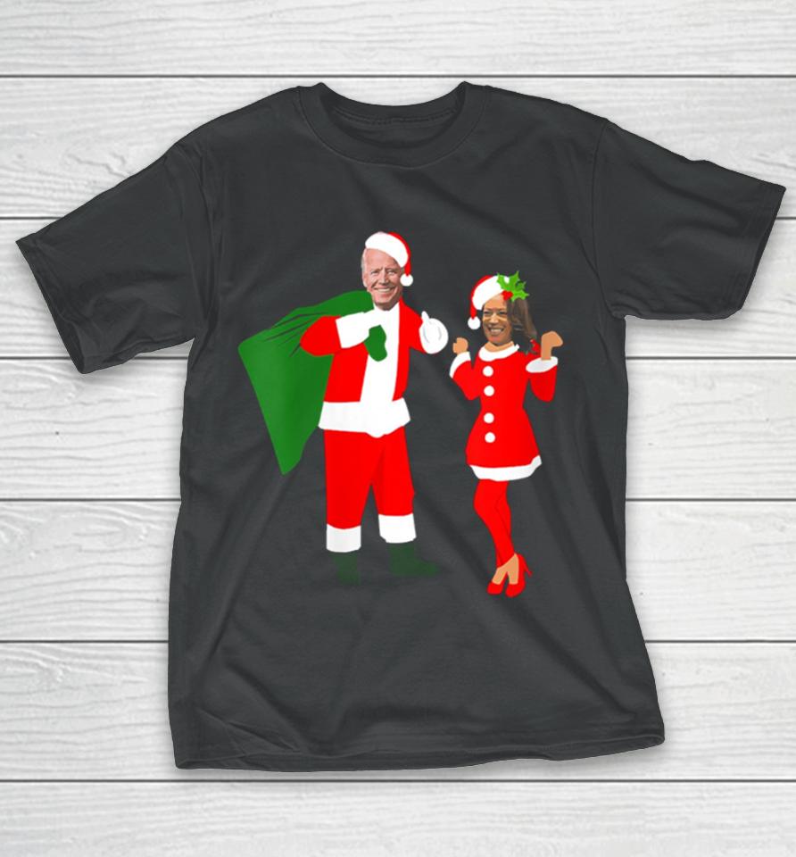 Christmas Joe Biden Santa Kamala Harris Mrs Claus T-Shirt