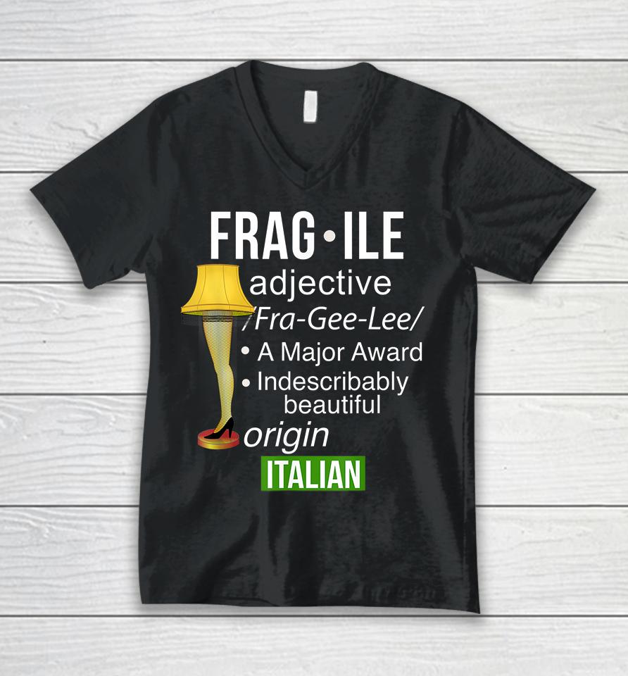 Christmas Leg Lamp Fragile Definition Major Award Funny Unisex V-Neck T-Shirt
