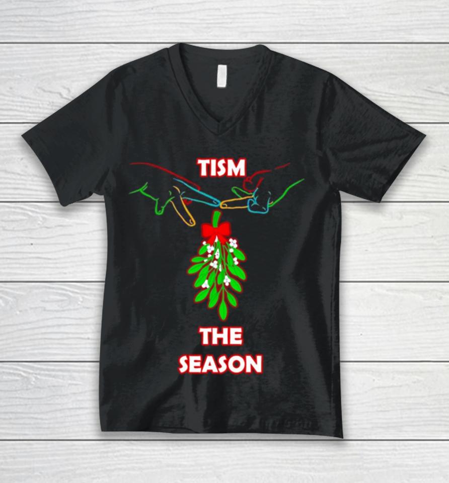 Christmas Mistletoe Tism The Season Unisex V-Neck T-Shirt