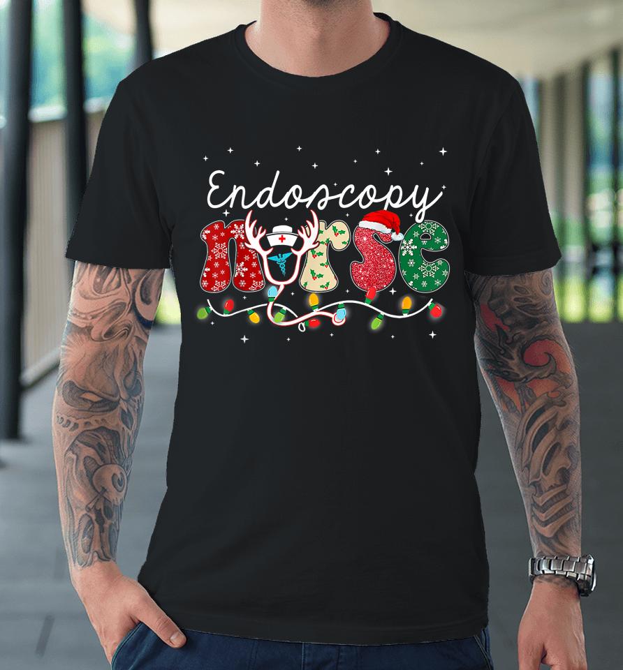 Christmas Nurse Nursing Endoscopy Nurse Christmas Pattern Premium T-Shirt