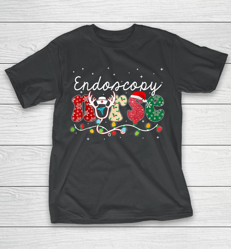 Christmas Nurse Nursing Endoscopy Nurse Christmas Pattern T-Shirt