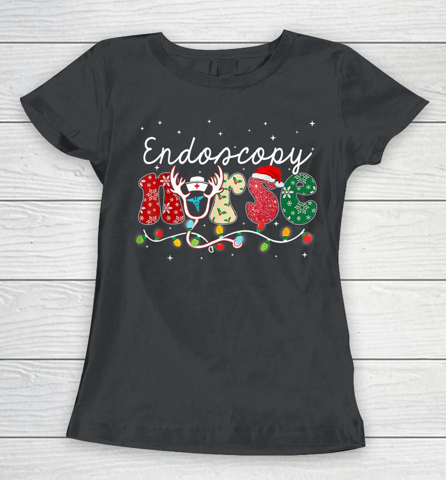 Christmas Nurse Nursing Endoscopy Nurse Christmas Pattern Women T-Shirt