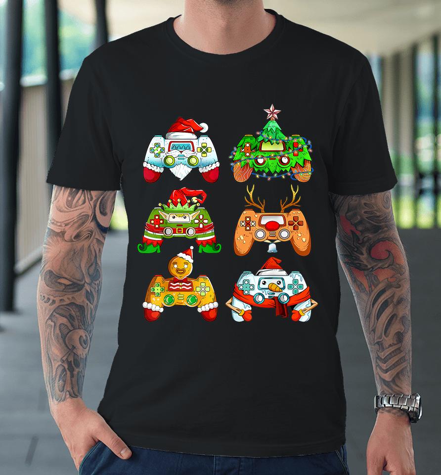 Christmas Santa Elf Gaming Controllers Snowman Premium T-Shirt