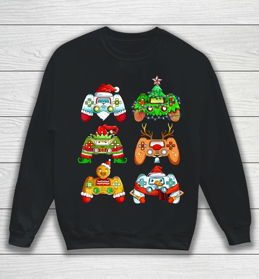 Christmas Santa Elf Gaming Controllers Snowman Sweatshirt