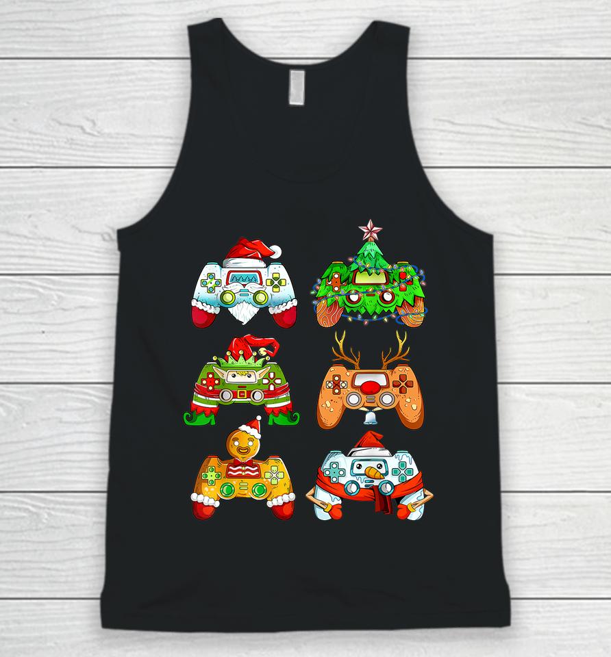 Christmas Santa Elf Gaming Controllers Snowman Unisex Tank Top