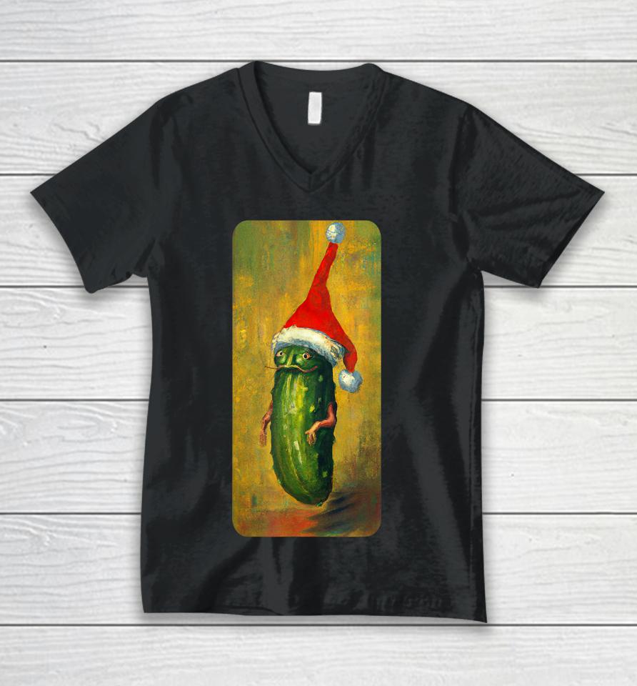 Christmas Santa Pickle Is So Fun And Delicious Unisex V-Neck T-Shirt