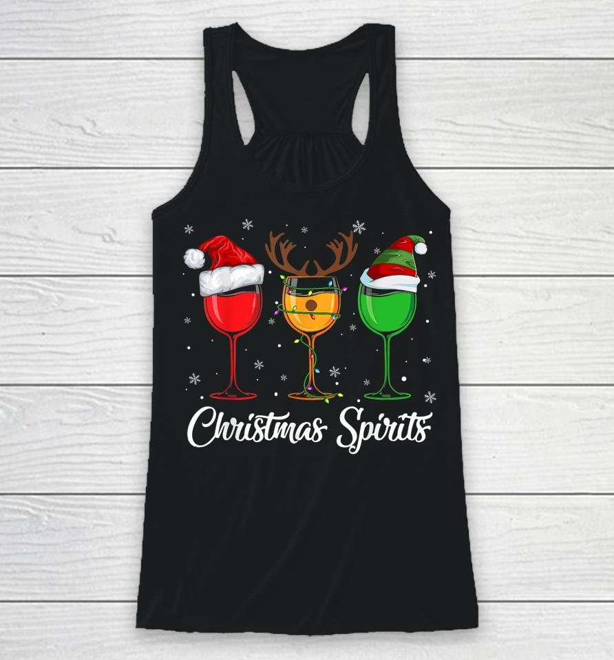 Christmas Spirits Glasses Of Wine Xmas Drinking Racerback Tank