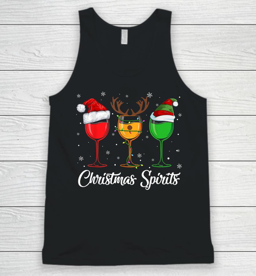 Christmas Spirits Glasses Of Wine Xmas Drinking Unisex Tank Top