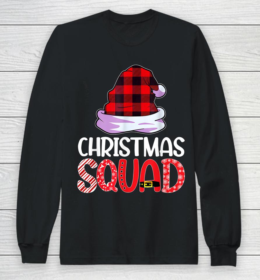 Christmas Squad Family Group Matching  Red Plaid Santa Long Sleeve T-Shirt