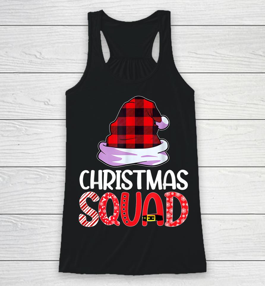 Christmas Squad Family Group Matching  Red Plaid Santa Racerback Tank
