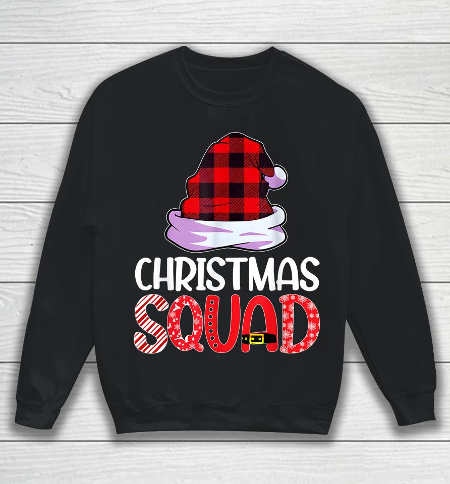 Christmas Squad Family Group Matching  Red Plaid Santa Sweatshirt