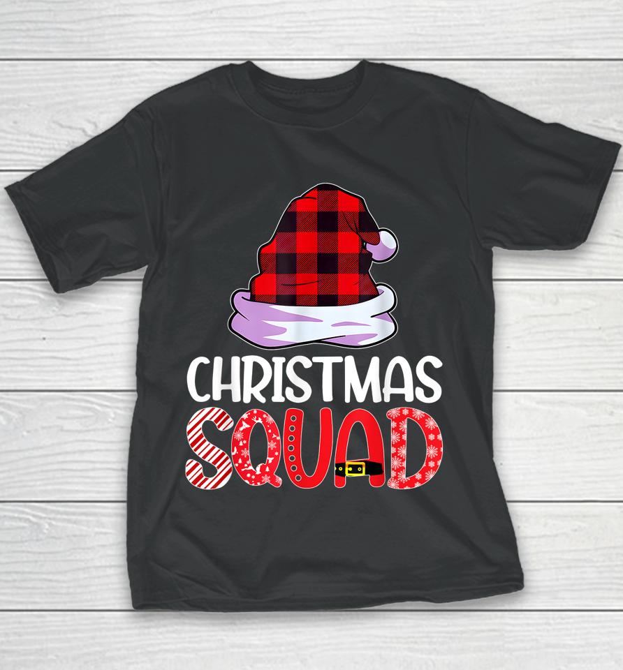 Christmas Squad Family Group Matching  Red Plaid Santa Youth T-Shirt