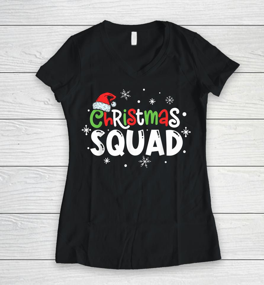 Christmas Squad Santa Family Matching Pajamas Xmas Women V-Neck T-Shirt