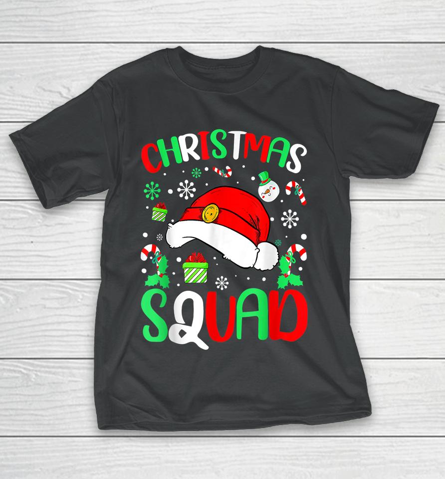 Christmas Squad Santa Hat Family Matching Pajama Xmas T-Shirt