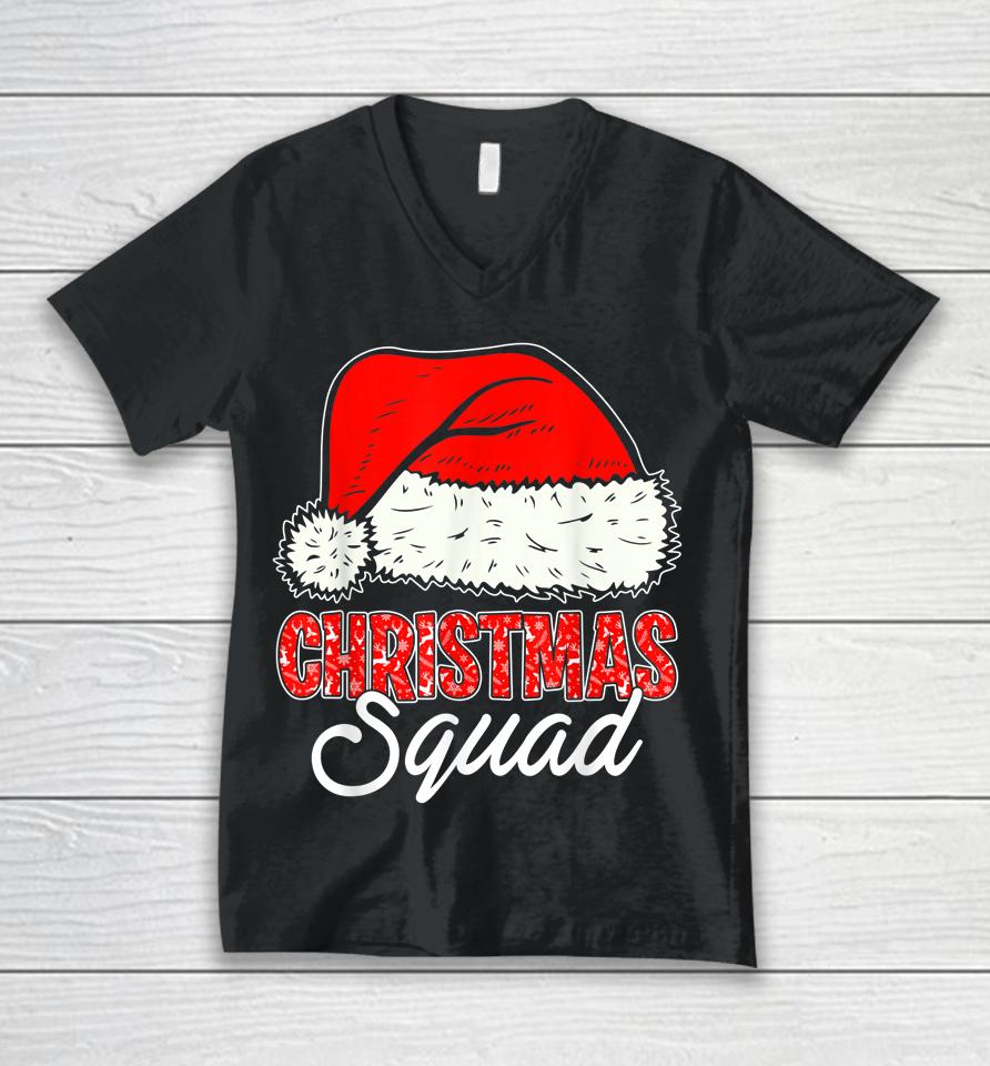 Christmas Squad Santa Hat Funny Matching Family Christmas Unisex V-Neck T-Shirt