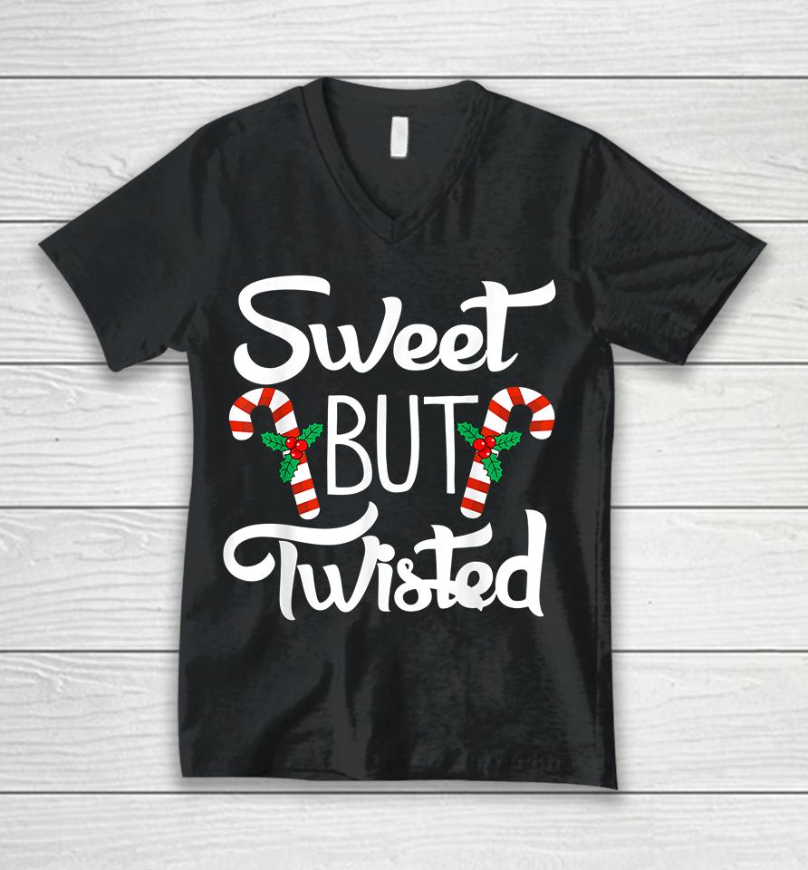 Christmas Sweet But Twisted Candy Cane Unisex V-Neck T-Shirt