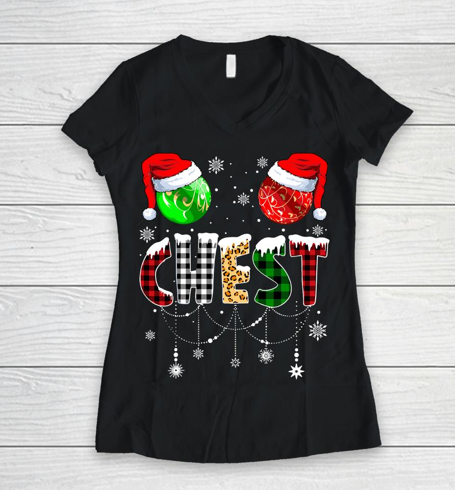 Christmas T Shirt Matching Couple Family Chestnuts Women V-Neck T-Shirt