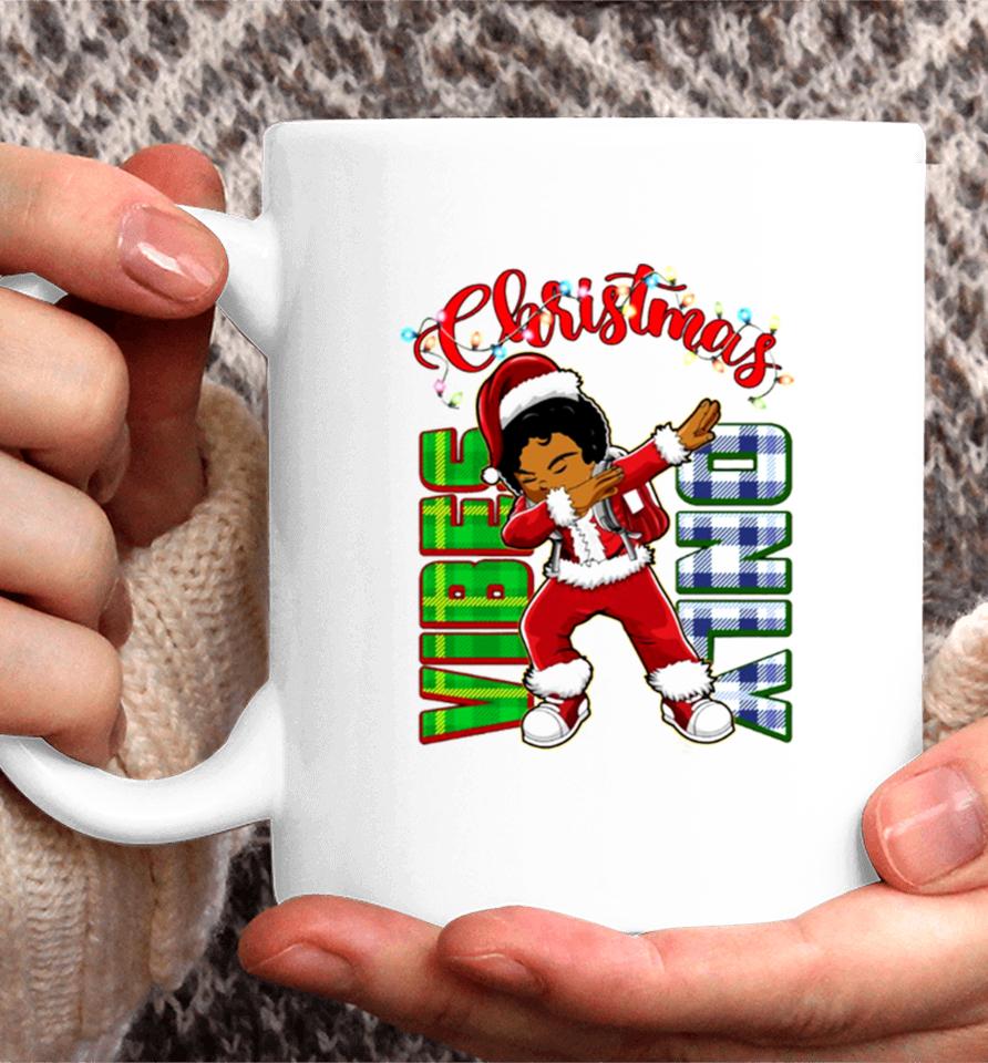 Christmas Vibes Only Dabbing African American Santa Boy Coffee Mug