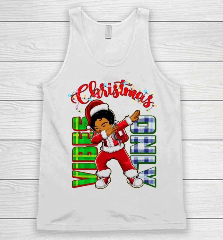 Christmas Vibes Only Dabbing African American Santa Boy Unisex Tank Top