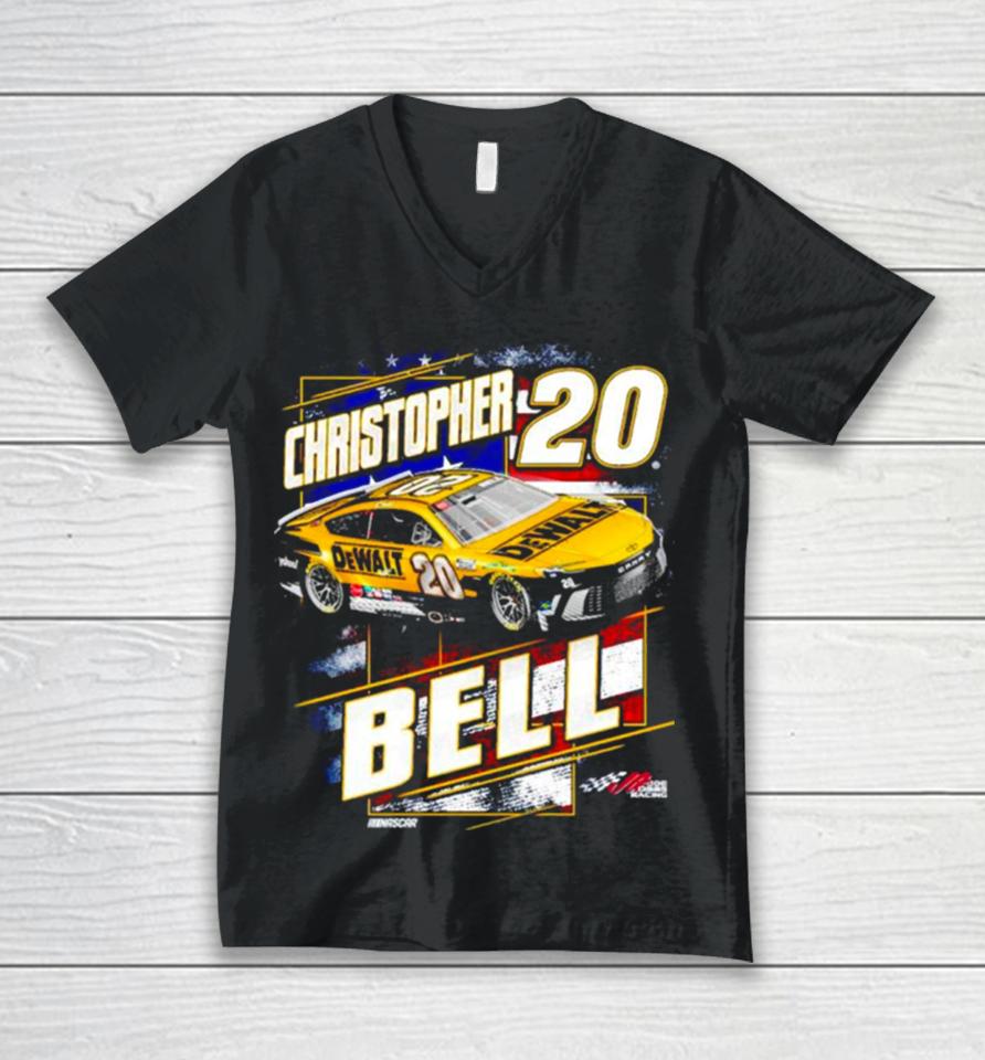 Christopher Bell Joe Gibbs Racing Team Collection Dewalt Patriotic Unisex V-Neck T-Shirt