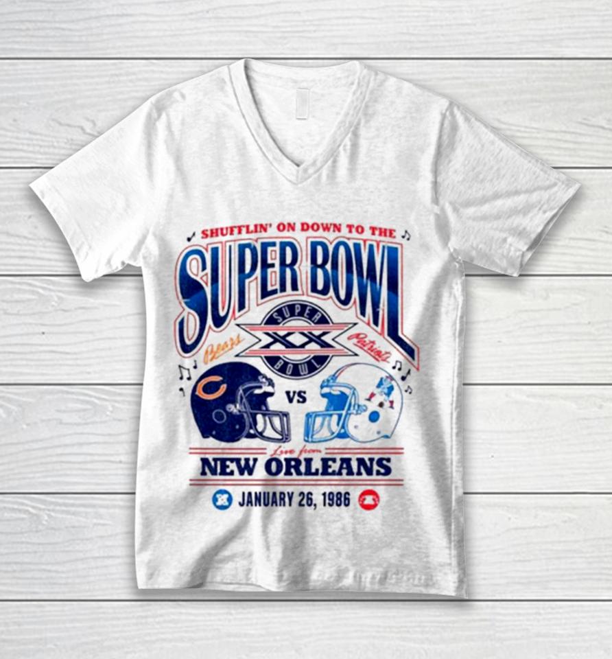 Cincinnati Bears Vs New England Patriots Shiffrin’ On Down To The Super Bowl Live From New Orleans Unisex V-Neck T-Shirt
