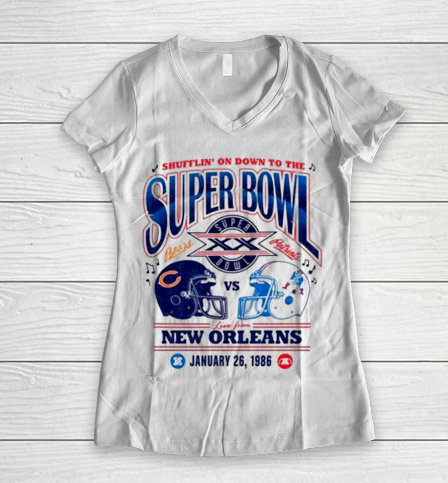 Cincinnati Bears Vs New England Patriots Shiffrin’ On Down To The Super Bowl Live From New Orleans Women V-Neck T-Shirt