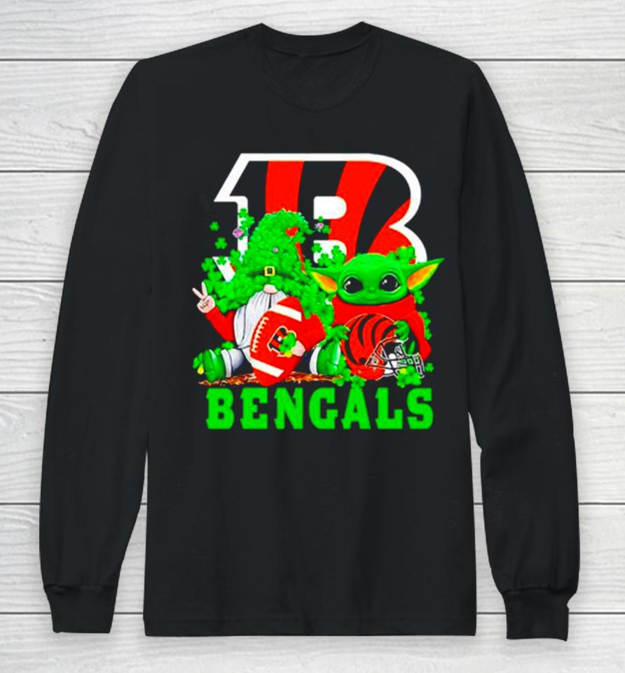 Cincinnati Bengals Baby Yoda Happy St.patrick’s Day Shamrock Long Sleeve T-Shirt