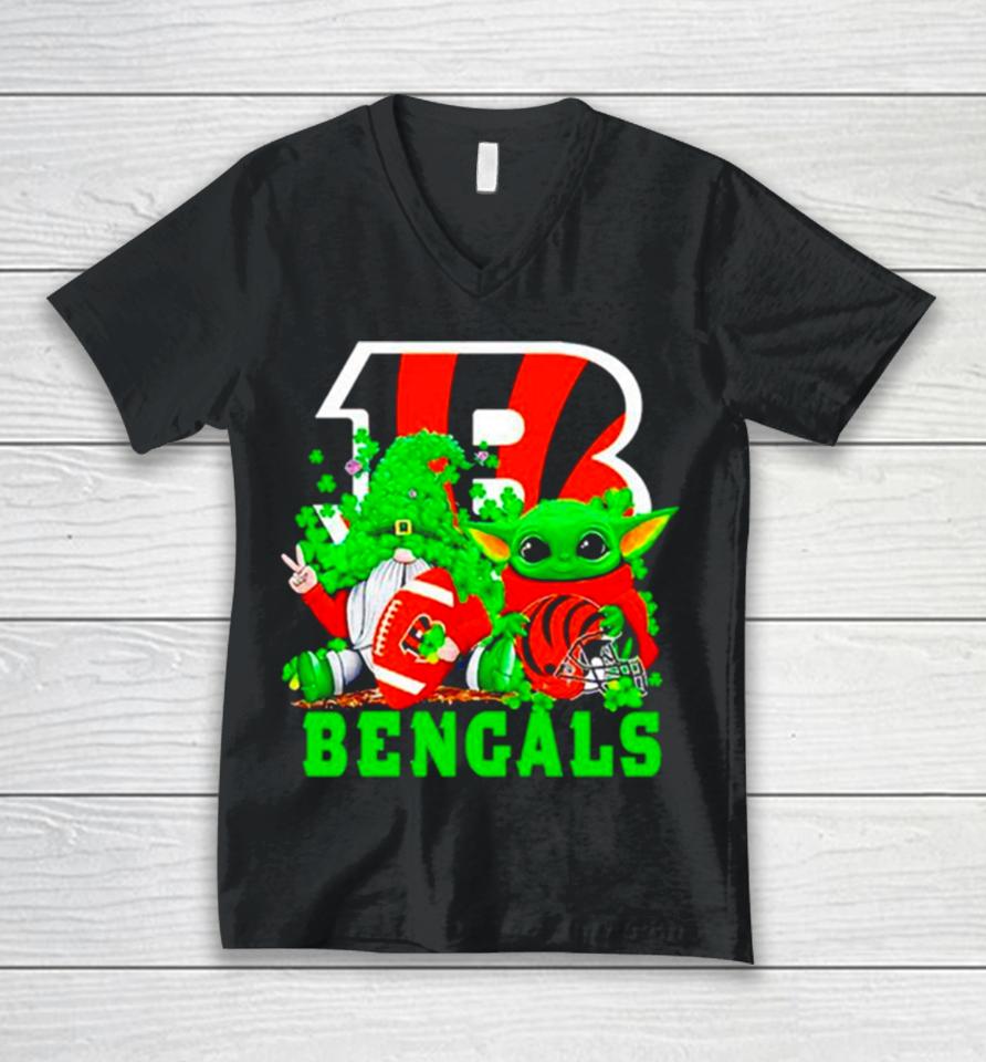 Cincinnati Bengals Baby Yoda Happy St.patrick’s Day Shamrock Unisex V-Neck T-Shirt