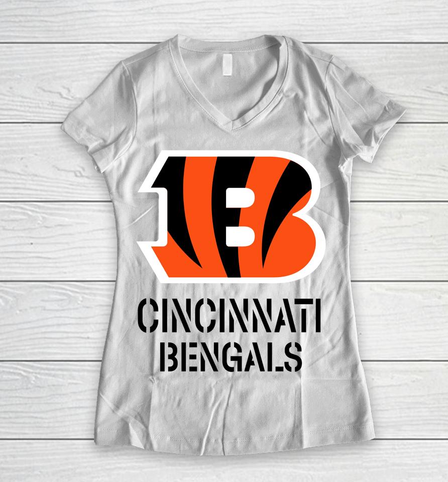 Cincinnati Bengals Football Women V-Neck T-Shirt