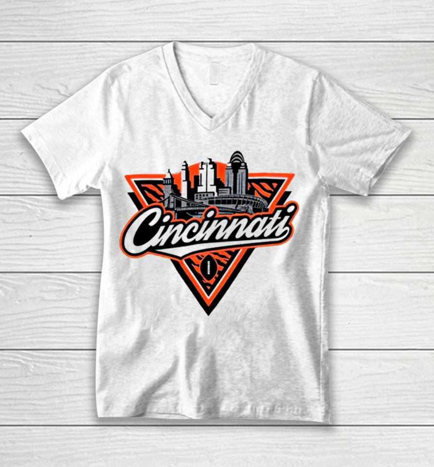 Cincinnati Bengals Football Skyline Unisex V-Neck T-Shirt