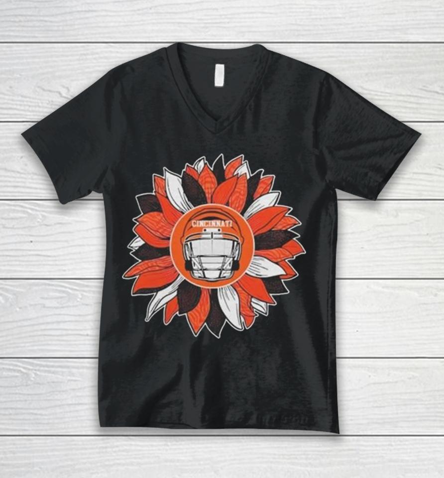 Cincinnati Bengals Football Sunflower Helmet Unisex V-Neck T-Shirt
