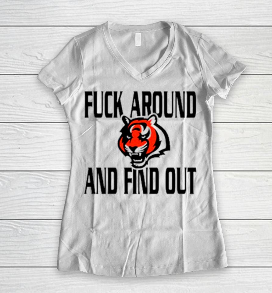 Cincinnati Bengals Fuck Around And Find Out Women V-Neck T-Shirt