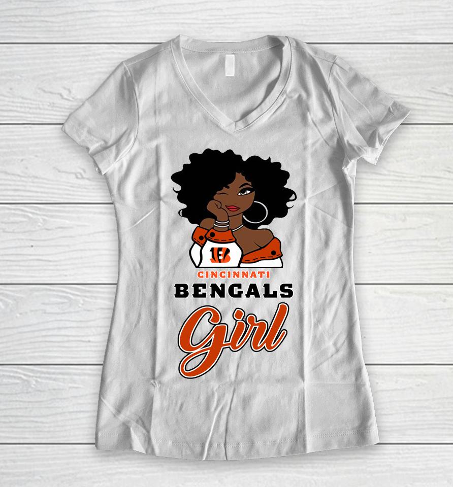 Cincinnati Bengals Girl Nfl Women V-Neck T-Shirt
