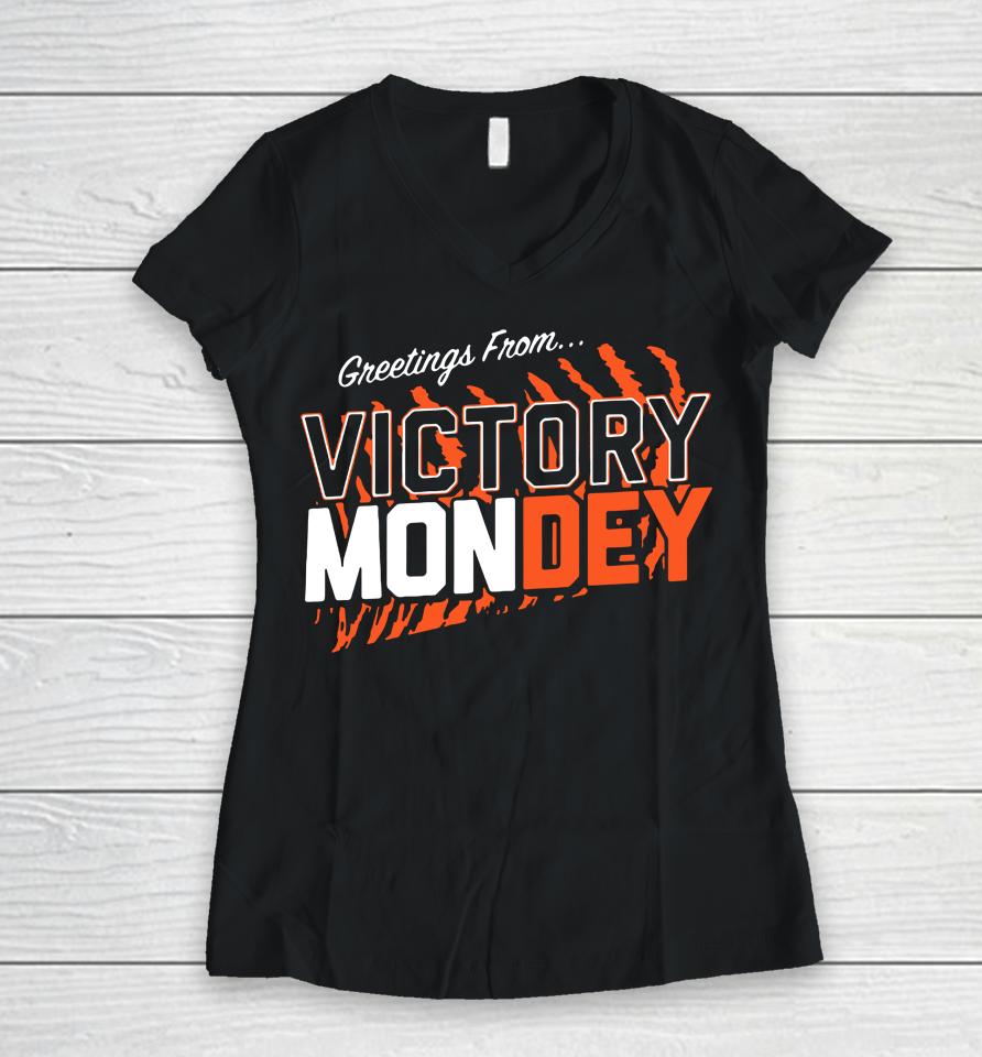 Cincinnati Bengals Greetings From Victory Mondey Women V-Neck T-Shirt