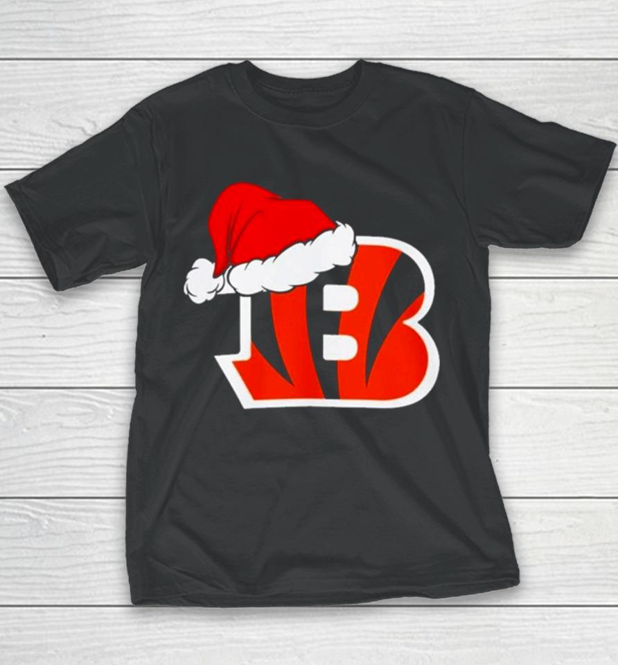 Cincinnati Bengals Logo Santa Hat Christmas 2023 Youth T-Shirt