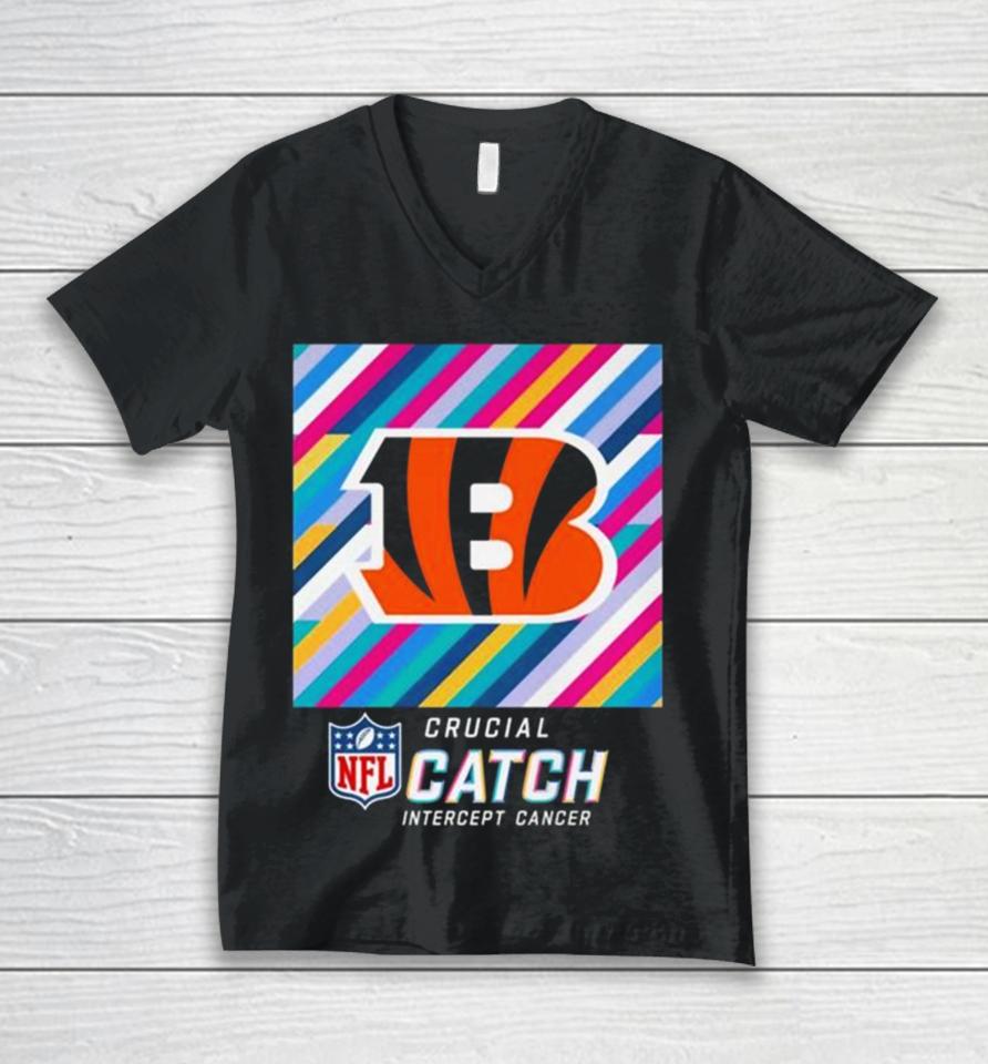 Cincinnati Bengals Nfl Crucial Catch Intercept Cancer Unisex V-Neck T-Shirt