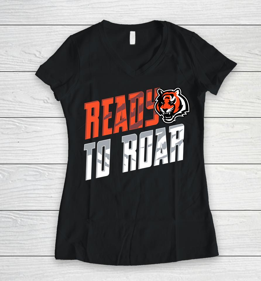 Cincinnati Bengals Ready To Road Fanatics Branded Roar Rise Women V-Neck T-Shirt