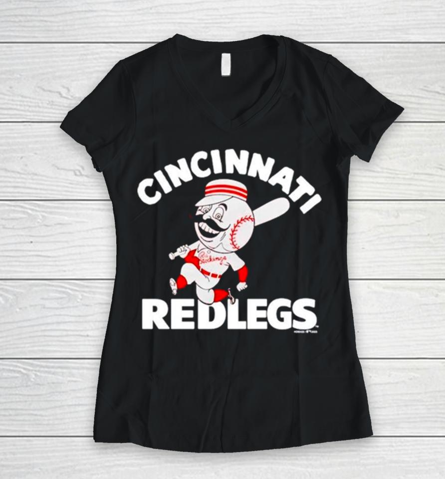 Cincinnati Redlegs Baseball Vintage Women V-Neck T-Shirt
