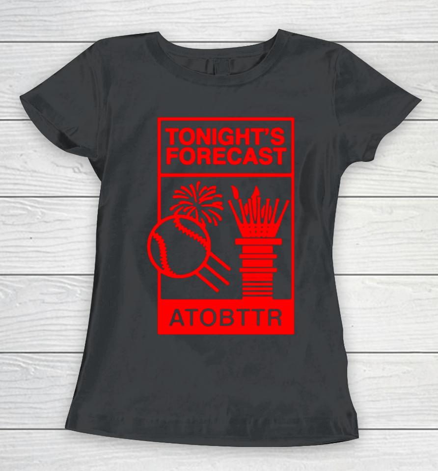 Cincinnati Reds Baseball Tonight’s Forecast Atobttr Women T-Shirt