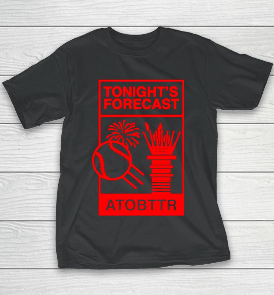 Cincinnati Reds Baseball Tonight’s Forecast Atobttr Youth T-Shirt