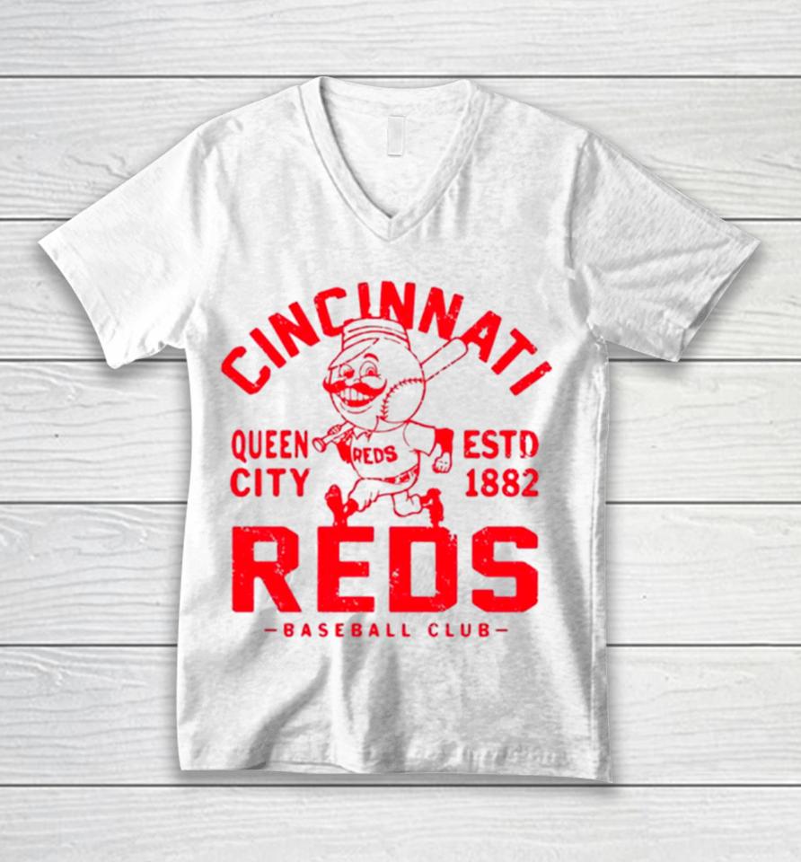 Cincinnati Reds Queen City Baseball Retro Unisex V-Neck T-Shirt