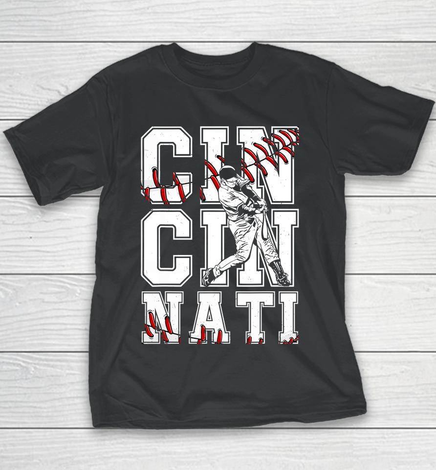 Cincinnati Retro Baseball Lover Met At Game Day Youth T-Shirt