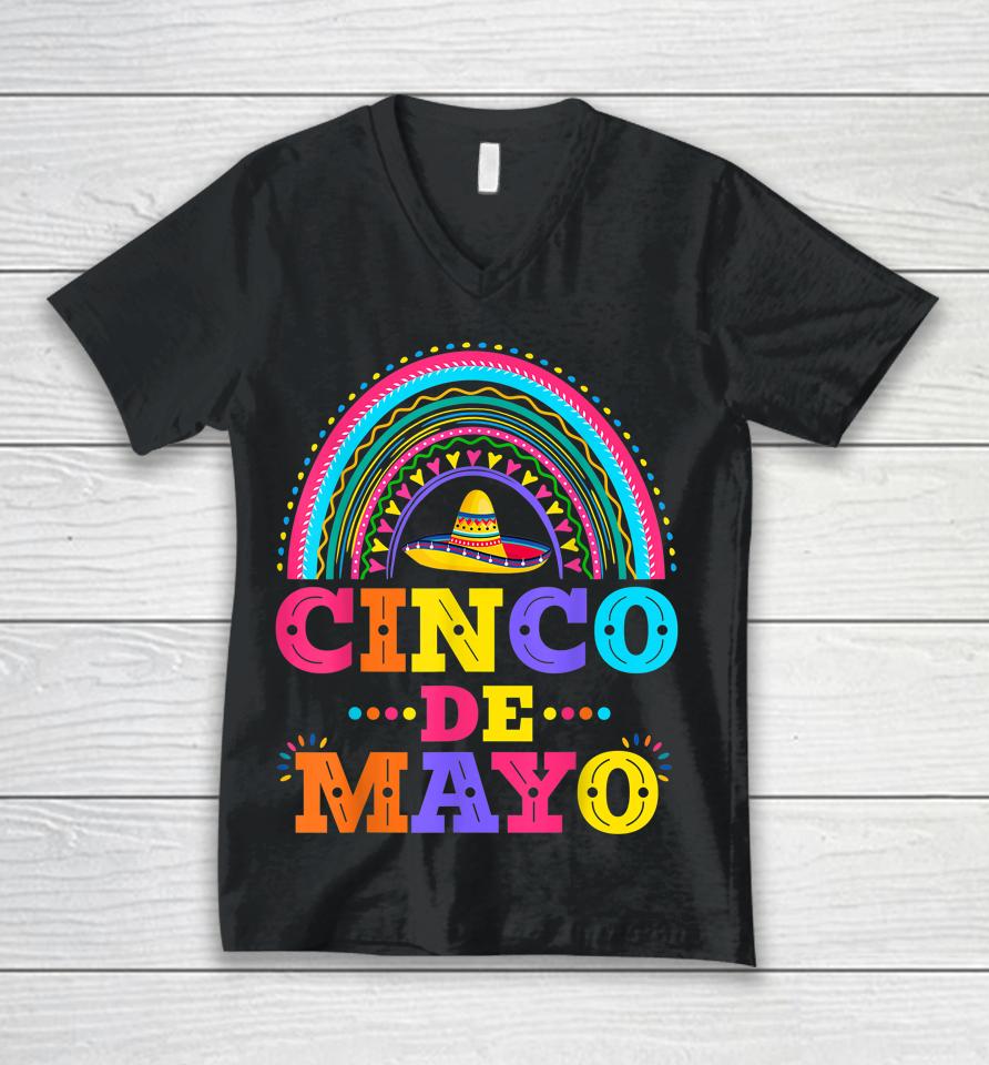 Cinco De Mayo 5 De Mayo Mexico Rainbow Unisex V-Neck T-Shirt