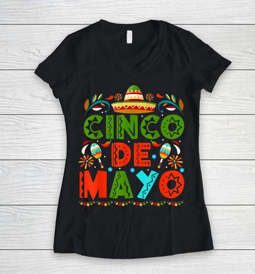Cinco De Mayo Fiesta 5 De Mayo Viva Mexico Women V-Neck T-Shirt