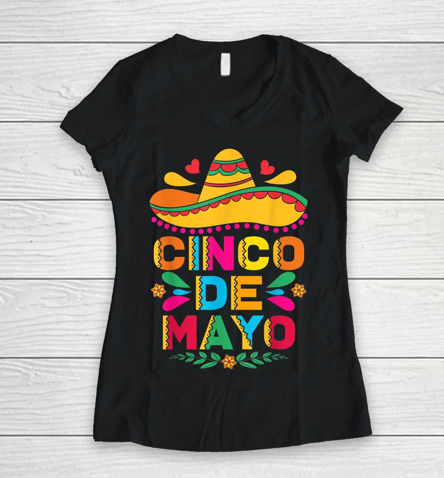 Cinco De Mayo Fiesta Surprise Camisa 5 De Mayo Viva Mexico Women V-Neck T-Shirt